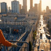 City utility crew monitoring the power grid during a heat wave