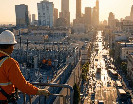 City utility crew monitoring the power grid during a heat wave